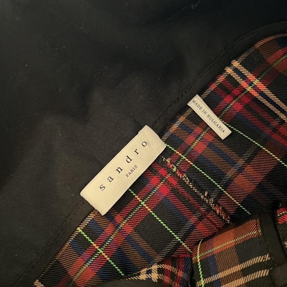 Sandro Plaid Print Knee-Length Skirt Belted with Pockets - Picture 7 of 7